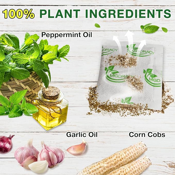 Deer Repellent, Rabbit Repellent Pouches, 10Pack Peppermint Oil to Repel Deer and Rabbit, Keep Deer and Rabbit Away from Yard and Garden, Outdoor Use