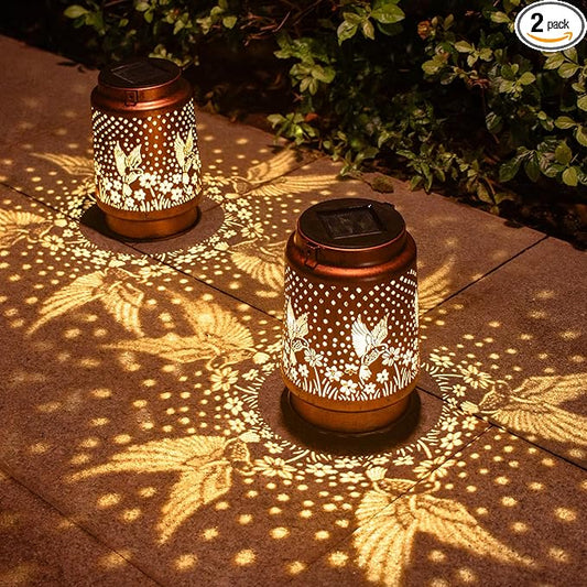 Christmas Gifts for Women, 2 Pack Hummingbird Birthday Gifts for Women Mom Grandma Solar Lanterns Outdoor Waterproof Garden Decor Hanging LED Decorative Light for Patio Yard Lawn Gardening Gifts