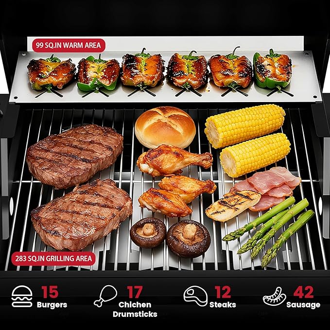 40,000 BTU Propane Grill, 3 Burner BBQ Barbecue Gas Grill with Side Burner and Stainless Steel Grates for Patio, Camping, Outdoor Cooking