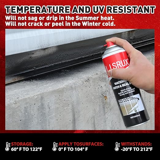 Waterproof Patch & Seal Rubberized Sealant Spray, 17 oz (Pack of 3) Leak Stopper Rubber Spray to Seal Cracks, Black Rubber Sealant Perfect for Gutters, Wood, Campers, Roof Repair, Windows