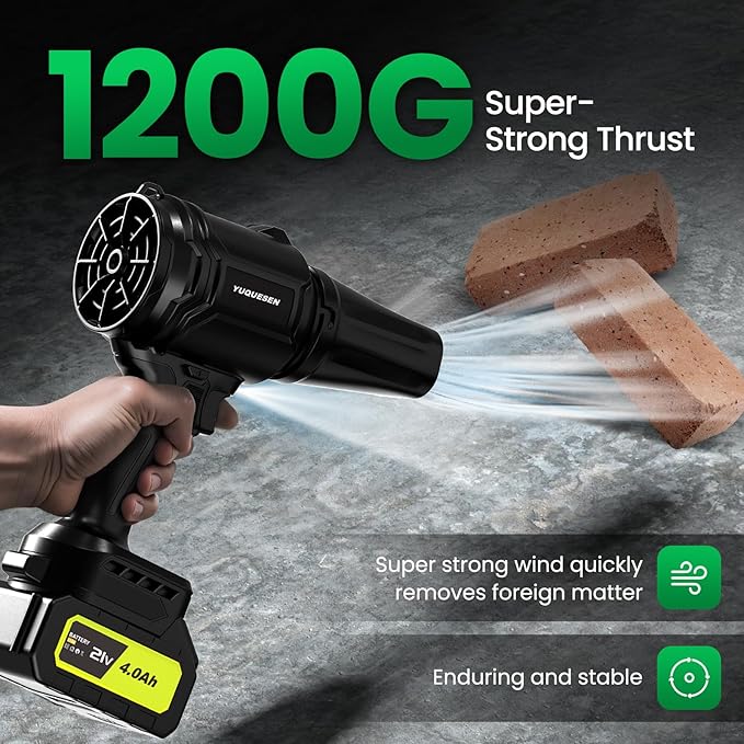 Cordless Leaf Blower, 980,000 RPM Handheld Leaf Blower with 2 X 4.0Ah Batteries & Charger, Lightweight Leaf Blowers for Patio Cleaning, Lawn Care, Leaves, Dust - Dark