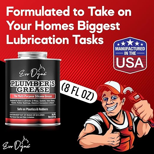 Silicone Grease (8oz), Silicone Paste | Plumbers Grease | Made in USA - Multi-Purposebfor Faucet Stems, Valves, Cartridges & DIY Projects
