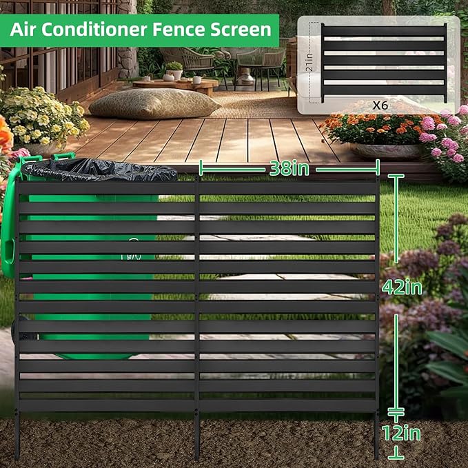 38" W x 42" H Air Conditioner Fence 3 Panel- Air Conditioner Fence Screen, Outdoor Enclosure for Pool Equipment Trash Can Privacy Fencing Panels ，Applicable to Metal Fencing for Backyards and Patios