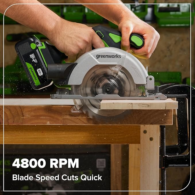 GREENWORKS 24V (4-TOOL) Combo (1/2” Drill + 1/4” Impact Driver + 6.5” Circular Saw + 200Lm Flashlight), 4.0Ah + 2.0Ah Batteries (24,000mAh Power Bank), (2) Braided Cables, 65W Rapid Charger