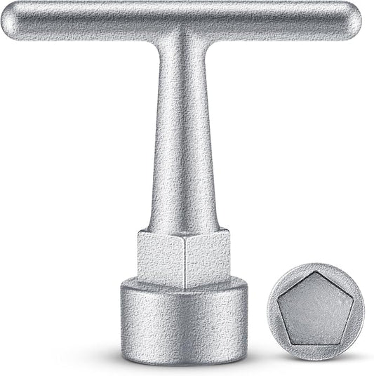 Enhon Curb Box Wrench for Pentagon Curb Boxes, Water Meter Wrench for Penta Socket, T Handle Penta Tool, Water Valve Shut Off Tool(1 Pack,Silver)