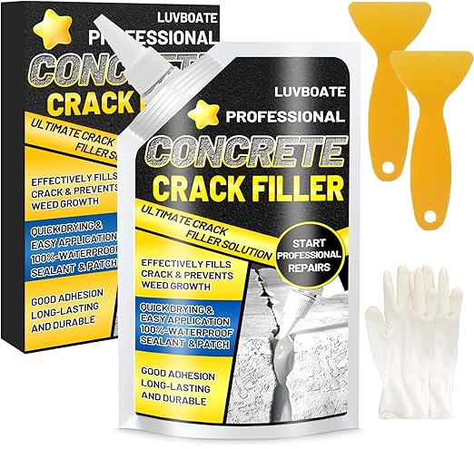 Concrete Crack Filler, 1.5LB High Elasticity Self Leveling Cement Crack Filler, Slab Concrete Waterproof Repair Sealant for Driveway, Walkway, Patio, Joint, Indoor and Outdoor - Grey (24.7oz)