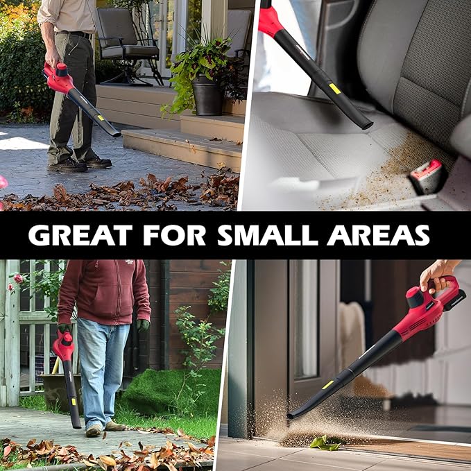 PowerSmart 20V Cordless Battery Operated Leaf Blower(120CFM/117MPH) with 2 Batteries and Charger, Portable,Lightweight & Small Blowers for Patio Cleaning,Lawn Care,Blowing Leaves and Dust (PS76101A)