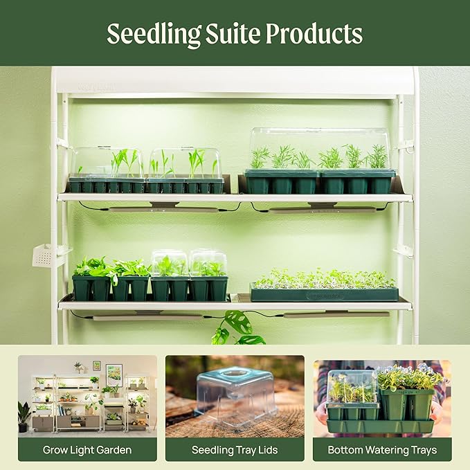 Vego garden Germination Bundle,4 Pack Jumbo and1 Pack Giga Seedling Trays with Seedling Tray Lids and 10" x 20" Seedling Humidily Dome
