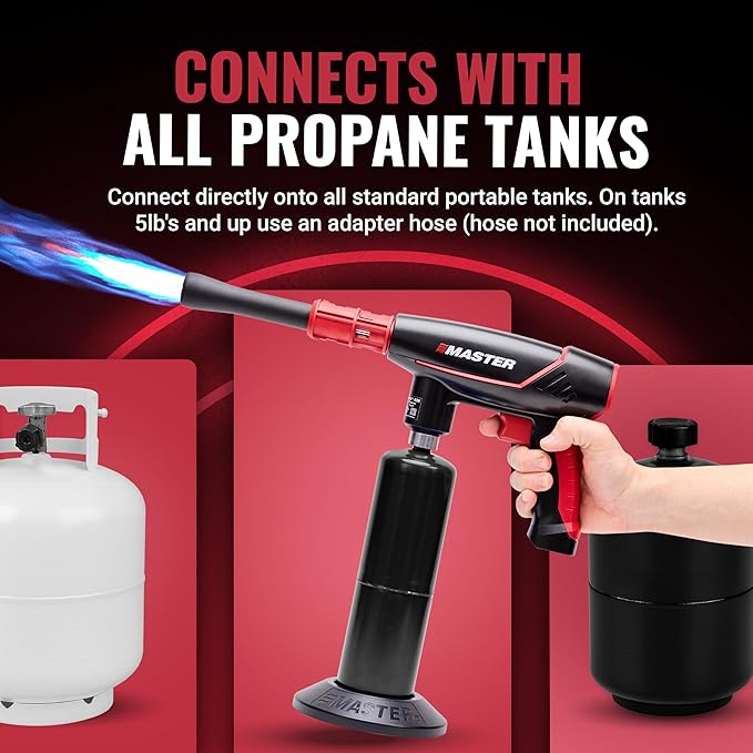 MASTER APPLIANCE VMAX 550 Propane Torch - Dual Nozzle Fire Starter & Grill Gun - Self-Igniting Flame for BBQ's, Fire Pits, Campfires & Sous Vide - Pro Grade Design, Engineered in USA
