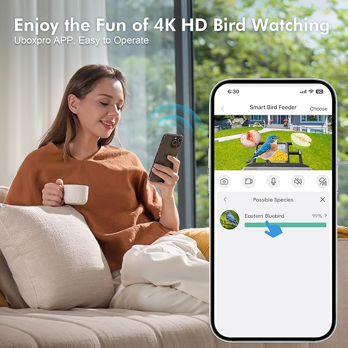 Smart Bird Feeder with Camera Solar Powered, 4K HD Live Video Bird Camera Feeder with AI Identifies,App Control,Instant Arrival Alert,Auto Capture,Motion Detection,IP65 Waterproof Bird House