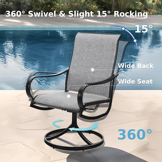 MFSTUDIO Outdoor Dining Set for 8, Patio Table and Chairs Set with Umbrella Hole, 9 Piece Outdoor Patio Furniture Set for Deck/Backyard/Poolside/Garden
