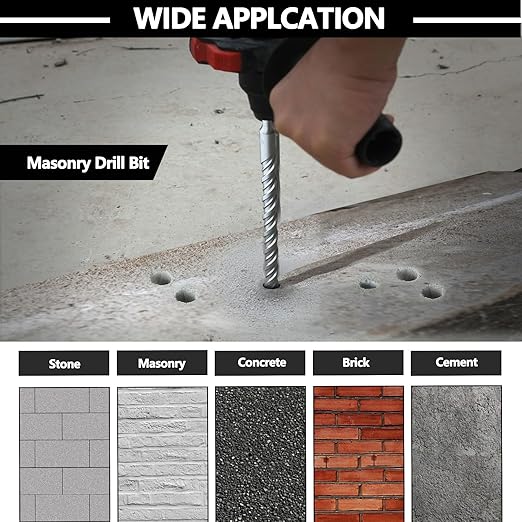 1-1/2 x 15 inch SDS Max Rotary Hammer Drill Bit, 38x380mm Carbide Tip Masonry Drill Bit,Concrete Drill Bit for Masonry, Brick, Stone, Concrete (Length :380mm / 15 inch, 38mm (1-1/2 in) Diameter)