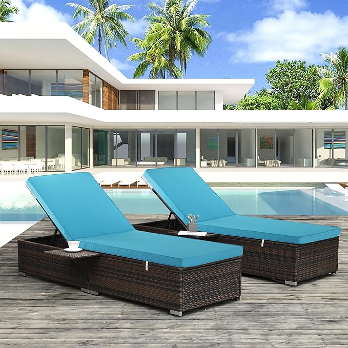 Chaise Lounge Cushion for Outdoor Furniture, Waterproof Fade and Tear Resistant Lounge Deck Chair Cushions for Patio Lawn Pool Resort Hotel, 72x21x3 Inch, Teal
