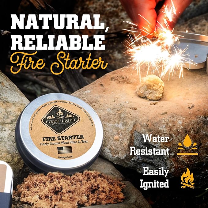 OUTDOOR ELEMENT Contour Feather Survival Knife + Natural Fire Starter Kit – VG10 Steel Fixed Blade with Ferro Rod, Hex Driver, Whistle & Waterproof Tinder Tin – Ultimate Camping & Survival Gear Set