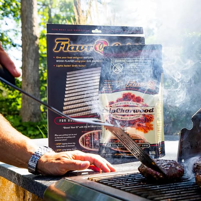 Starter Kit (Charcoal Grid and Charcoal Chips 2lbs) Convert Gas Grill to Charcoal in Minutes - All-Natural Hardwood Charcoal - Save time Compared to Cooking on Conventional Charcoal Grill.