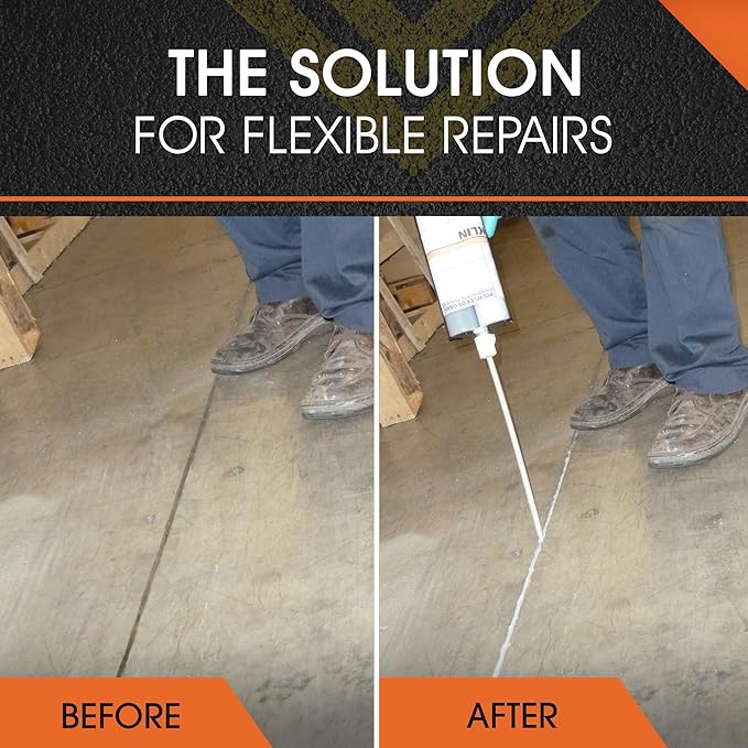 Roklin Systems, Inc. - PolyFlex DS Concrete Crack Filler, Quick-Drying Asphalt Crack Sealer, Floor/Wall Repair Patch Kit Essential, 21 Ounces, Gray