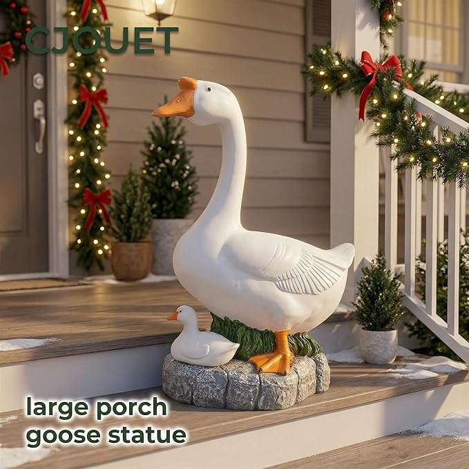 18-inch Statue, Resin Statue,Outdoor Statues,Hidden Key Pocket, Outdoor/Indoor Goose Statue for patios and terraces. The Porch Goose Protection and Courage, Making it a Suitable Gift.