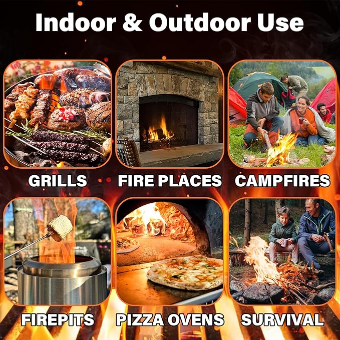HGD Natural Fire Starters (50pcs) - Weather-Resistant Charcoal Starters for Indoor Fireplace, BBQ, Campfire, Wood Stove, Chimney, Fire Pit, Grill & Outdoor Use - Easy Lighting