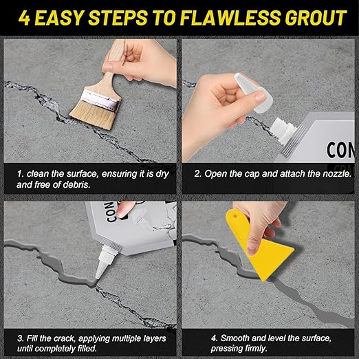 Concrete Crack Filler, Cement Crack Filler Outdoor, Waterproof Repair Sealant, Quick-Drying Sealing Adhesive, for Driveway, Walkway, Patio, Joint (1)