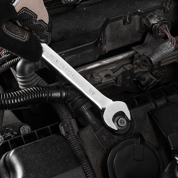 DURATECH 3/4" Combination Wrench, SAE, CR-V Constructed with Mirror Polish, 12-Point, 15-Degree Offset