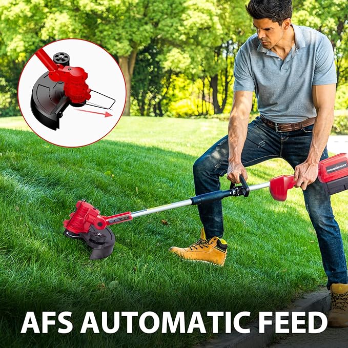 PowerSmart 40V Max Battery Powered Weed Eater and Cordless Leaf Blower Combo Kit with 4.0Ah Battery and Charger, String Trimmer and Weed Wacker 2-in-1 with Automated Feed Spool
