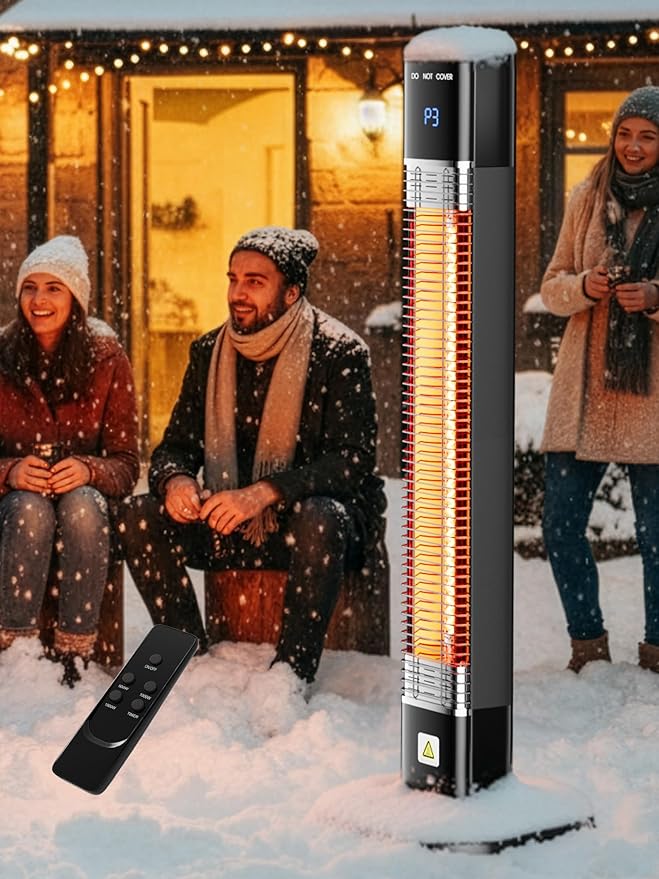Patio Heater for Outdoor,1500W Electric Infrared Radiant Heaters with Remote for Garage Bedroom Backyard, Room Space Heater with 24H Timer,3 Heat Settings,Tip-over Protection for Indoor, 36"