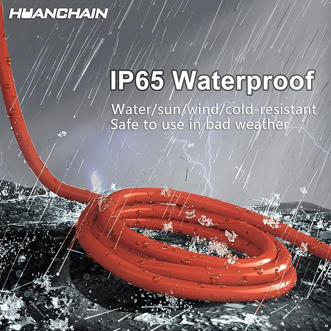 HUANCHAIN 250 ft Outdoor Extension Cord Waterproof 12/3 Gauge Heavy Duty with Lighted end, Flexible Cold-Resistant 3 Prong Electric Cord Outside, 15Amp 1875W 12AWG SJTW, Orange, ETL