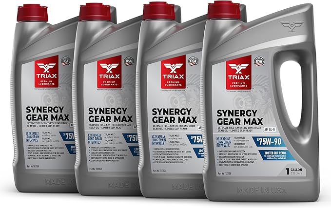 Triax Synergy Gear Max 75W90 GL-5 Limited Slip, Ultra Long Drain 500k Miles, Manual Transmission, Gear/Differential Lubricant (4 Gallon Case)
