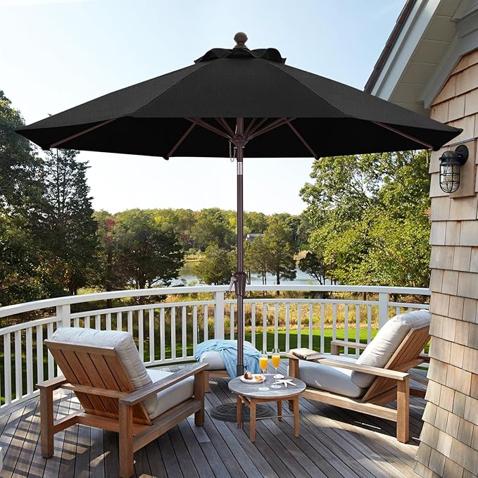 ABCCANOPY OLEFIN® 5-Year No Fading 9FT Patio Umbrella, Outdoor Table Umbrella with 8 Sturdy Ribs for Deck, Backyard, Picnic (Black)