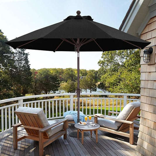 ABCCANOPY OLEFIN® 5-Year No Fading 9FT Patio Umbrella, Outdoor Table Umbrella with 8 Sturdy Ribs for Deck, Backyard, Picnic (Black)