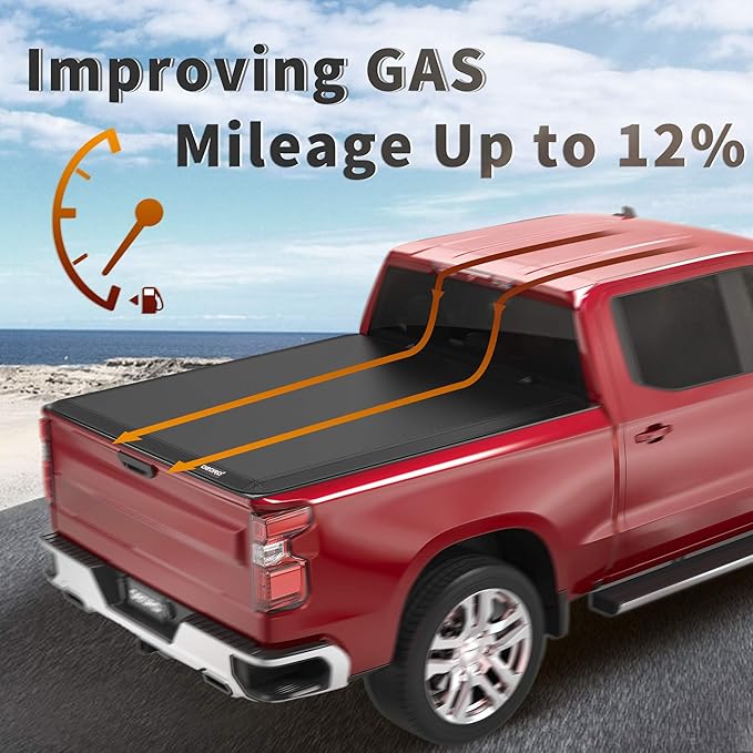 OEDRO Soft Quad Fold Truck Bed Tonneau Cover Compatible with 2019-2025 Chevy Silverado 1500 / GMC Sierra 1500, Fleetside 6.6 Ft Bed Without Multi-Flex Tailgate(Not for Legacy/Limited/2500 3500hd)