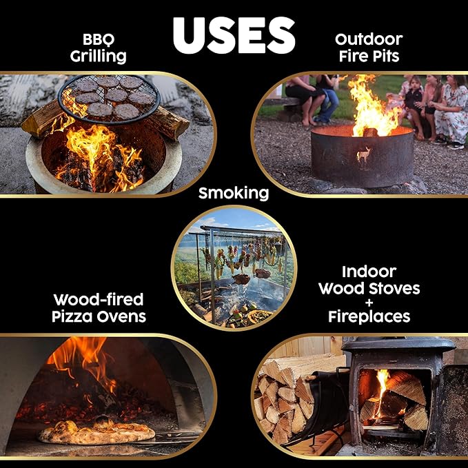 Kiln-Dried PA Hickory – 16” Splits (Approx. 38 lb) – Long Burn, Smoking Wood for Cooking, Grills & Fire Pits – Easy Light, Low Smoke, USA-Sourced