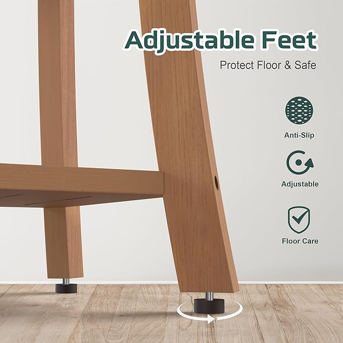 HIPS Shower Benches for Inside Shower, Waterproof Shower Stool with Storage Shelf & Adjustable Feet, SPA Bathroom Seat Chair for Shaving Legs, Indoor or Outdoor Use, Teak