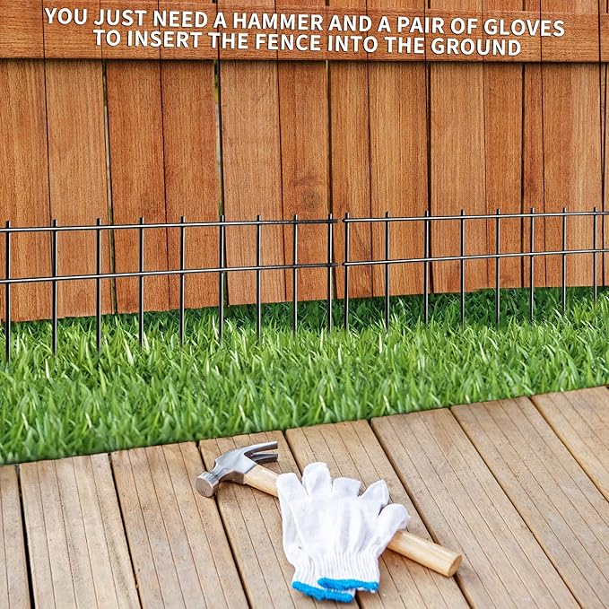 Adavin No Dig Fence Animal Barrier Fence,15 Pack 20 in(L) X10 in(H) Underground Garden Fencing with 2 in Spike Spacing Dog Fences for The Yard Metal Fence Ground Stakes for Outdoor Patio.Total 25 Ft
