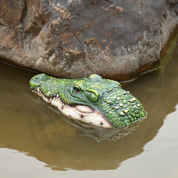 Realistic Floating Alligator Head Decoy for Ponds & Pools - Premium Quality Crocodile Decor, Duck Deterrent, Garden & Yard Animal Protector, Lifelike Predator Replica