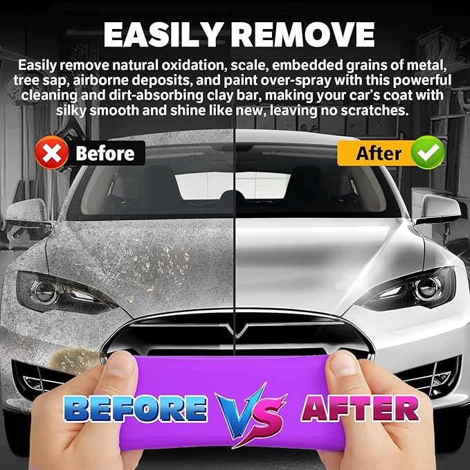 Car Clay Bar 4 Pack 400g(4x100g), Auto Detailing Premium Grade No Scratch Magic Clay Bars Cleaner Kit with Washing and Adsorption Capacity for Car Auto SUV, RV, Truck, Purple