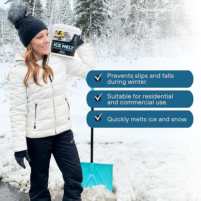 AquaDoc Ice Melt Safe for Concrete - Snow Salt & Rock Salt for Snow, Calcium Chloride Ice Melt for Driveway & Sidewalk Effective at -25°F, 10 Pounds