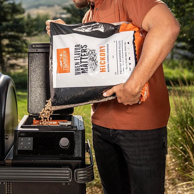 Traeger Grills Hickory 100% All-Natural Wood Pellets for Smokers and Pellet Grills, BBQ, Bake, Roast, 18 lb. Bag