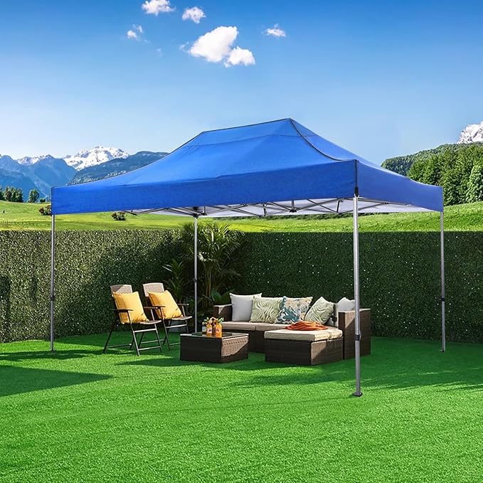 COBIZI 10x15 FT Heavy Duty Pop up Canopy Tent with 4 sidewalls Commercial Outdoor Canopy Wedding Party Tents for Wedding All Season Wind & Waterproof Gazebo with Carry Bag, Blue(Frame Thickened)