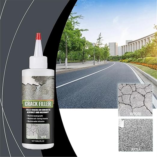 Crack Repair Filler, Easily Fixes Concrete Cracks in Driveways and Patios, Tool-Free Application, Clean & Residue-Free