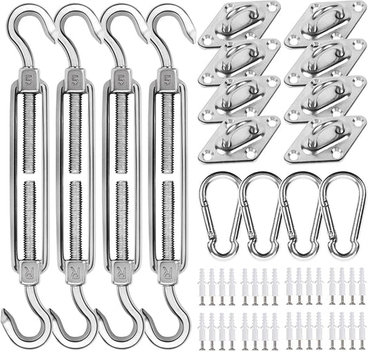 YOFIT Shade Sail Hardware Kit 5 inch for Triangle Rectangle Sun Shade Sail Installation, 304 Grade Stainless for Garden Outdoors, 80 Pcs