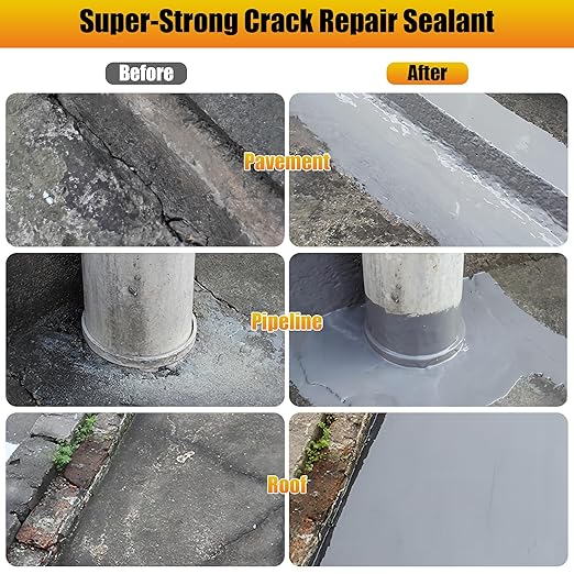 Concrete Crack Filler, 2 PCS Self Leveling Cement Crack Sealant, Quick-Drying Sealing Adhesive Repair Sealer for Driveways, Sidewalks, Patios, Waterproof Outdoor Joint Caulking Glue, Gray