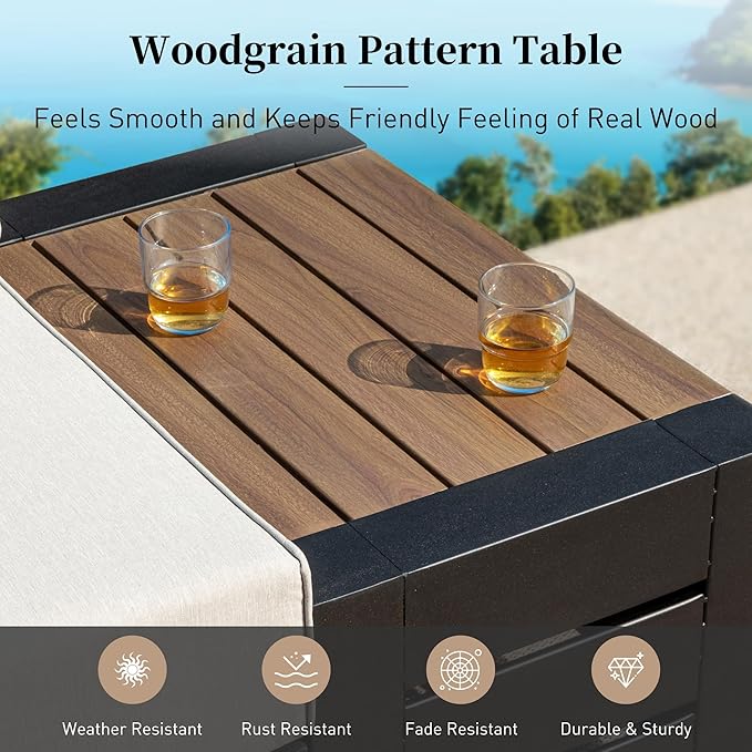 Upgraded 6-Piece Metal Patio Furniture Set with 5.9" Thick Cushion, Outdoor Sectional Furniture Conversation Set with Coffee Table & Side Table, Patio Modular L Shape Sofa for Backyard