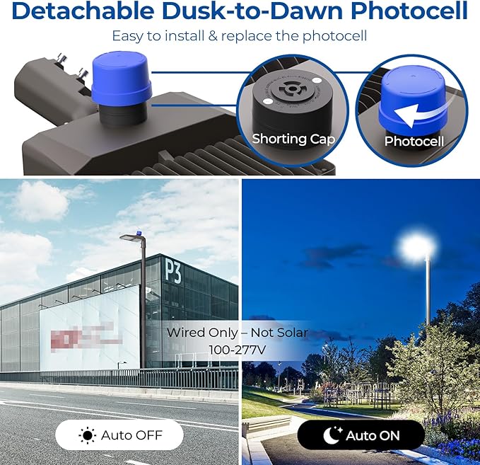 CINOTON LED Parking Lot Light - 32000LM 200W UL Listed - 0-10V Dim Dusk to Dawn - IP65 Adjustable Slipfitter Mount Outdoor Security Lighting for Driveways Roadways Stadium, 5000K, 100-277V, 3 Pack