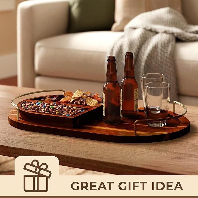 Acacia Serving Platter Snack Tray - Modular Oval Serving Tray for Party Hosting - Trays for Serving Food, Charcuterie, Fruit Platter Tray for Parties, Appetizer Dishes & Dessert Trays