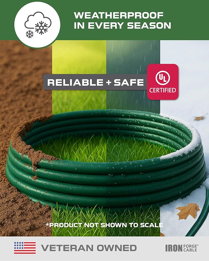 Iron Forge Cable 10ft Green Outdoor Extension Cord with 3 Outlets - 16/3 SJTW 10ft Extension Cord 3 Prong, 13 Amp All-Weather Heavy Duty Power Cable