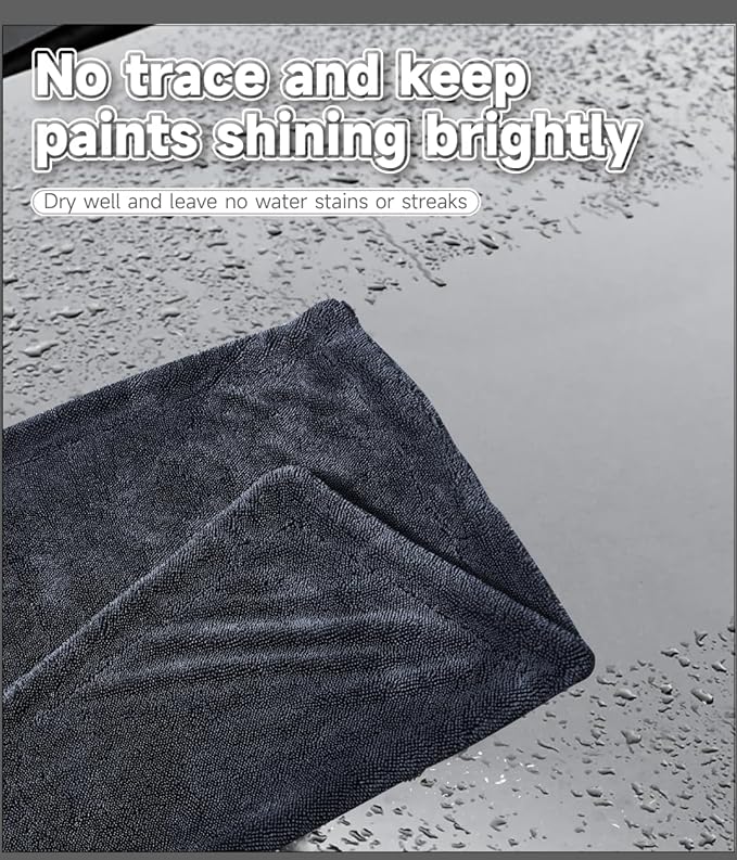 Drying Towel for Car Detailing Super Absorption Water Microfiber for Tender Care Thickened Towel for Speeding up Drying Car 23.62''*35.43''