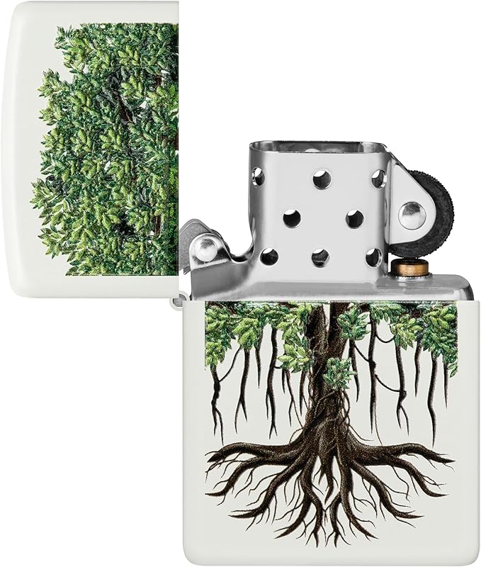 Zippo Tree of Life Texture Print Design White Matte Pocket Lighter