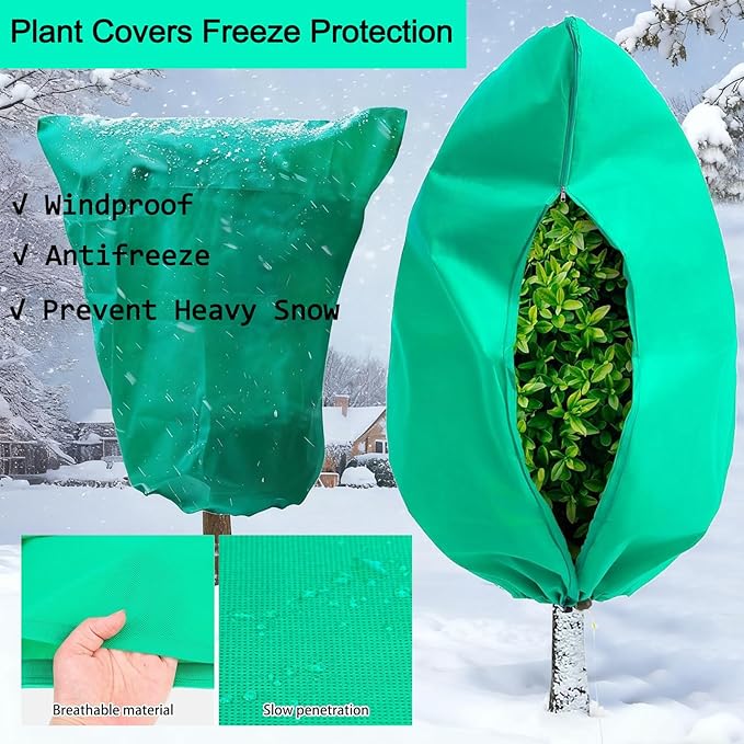 Plant Covers Freeze Protection 2 pcs 78.7ft x 95ft Winter Frost Covers for Outdoor Plants with Drawstring, Reusable Frost Cloth Plant Protection for Shrubs Trees and Potted Plants