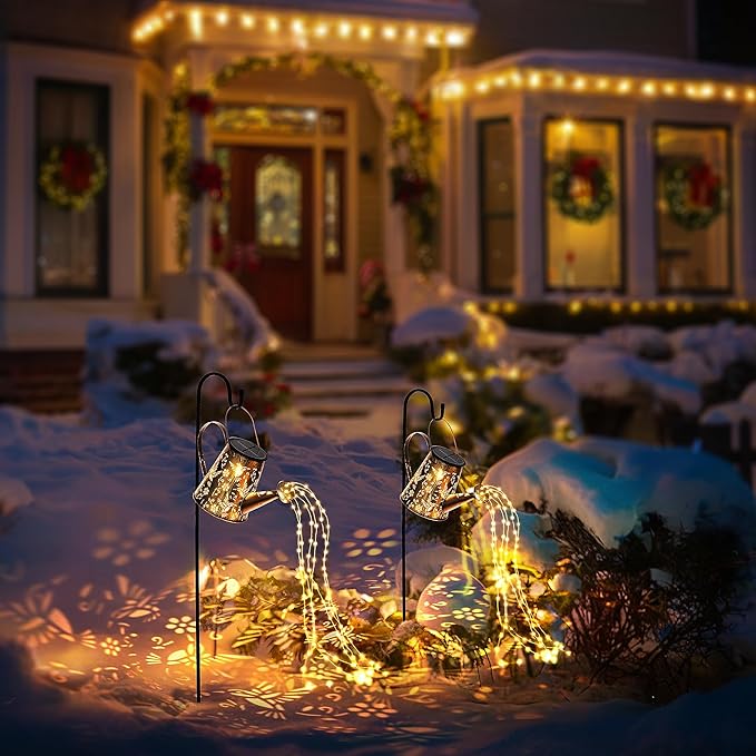 Solar Lights Outdoor Decor, Perfect Gardening for Mom Women Grandma, Thoughtful Birthday Present, Hanging Lanterns Watering Can Lights for Garden, Yard, Porch, Patio Backyard Decoration